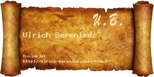 Ulrich Bereniké névjegykártya